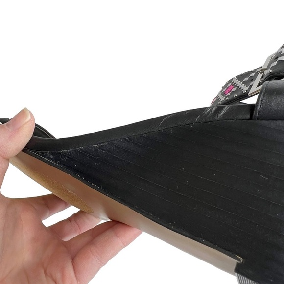 Torrid Black Geometric Studded Ankle Strap Wedge Sandals - Picture 10 of 10